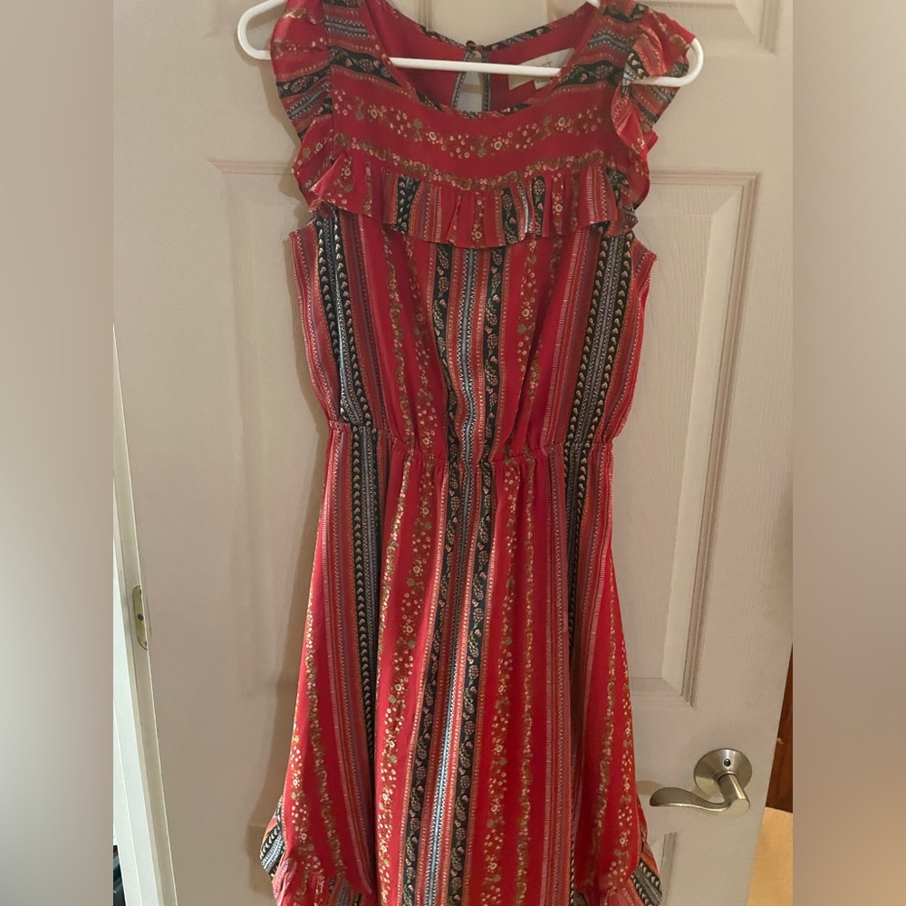 Red dress with delicate floral print